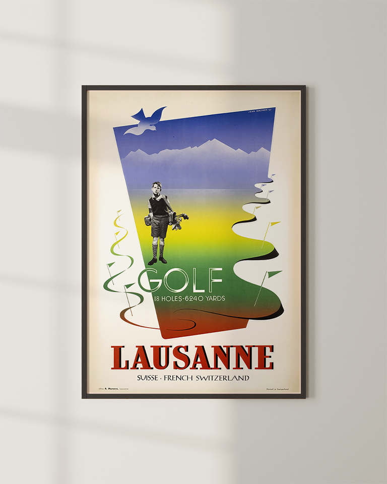 Lausanne Vintage Golf Poster