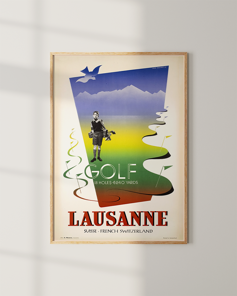 Lausanne Vintage Golf Poster